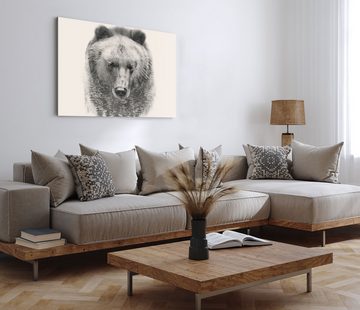 Sinus Art Leinwandbild 120x80cm Wandbild auf Leinwand Bär Braunbär Sibirien Tannenwald Fotomo, (1 St)