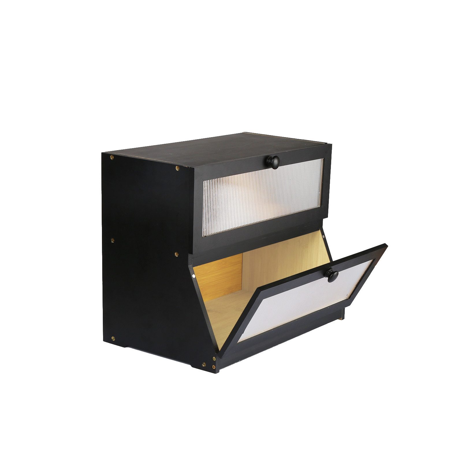 JEOBEST Brotkasten Küche Brotaufbewahrung, Großer Brotbox, (Bambus) 2 Etagen und Sichtfenster