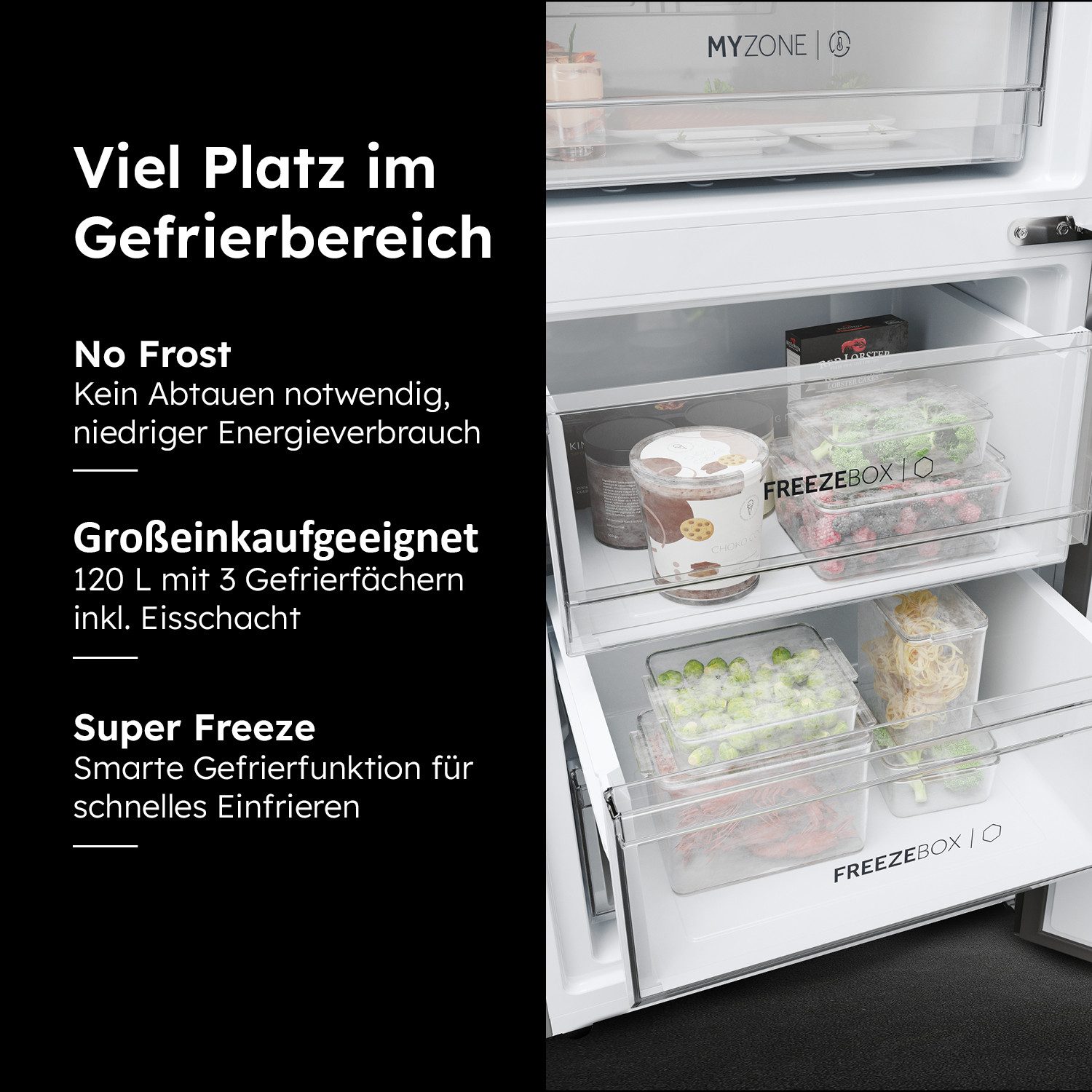Haier Kühl-/Gefrierkombination Combi 2D 60 HDPW7620AANPK, 205 cm hoch, 59,5 cm breit, Absolut effizient: Nur 92 kWh jährlicher Energieverbrauch – Bild 4 von 5