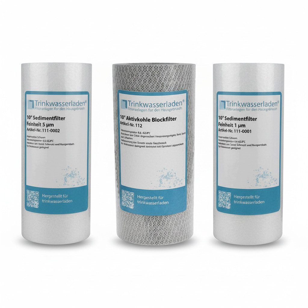 Trinkwasserladen Filtereinsatz, 1 Jahr Filter Set 10" 6-teilig Umkehrosmose RO Sediment Aktivkohle – Bild 2 von 2