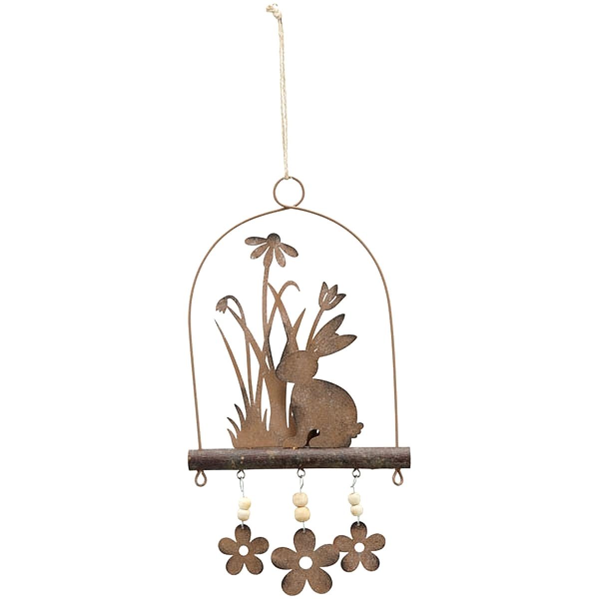 Macosa Home Hängedekoration Hase rostig Frühling Ostern Wanddeko Türdeko Osterdeko (Rostdeko, Frühjahrsdeko Landhaus), Rostig Hängedeko Metalldeko Fensterdeko Türdekoration