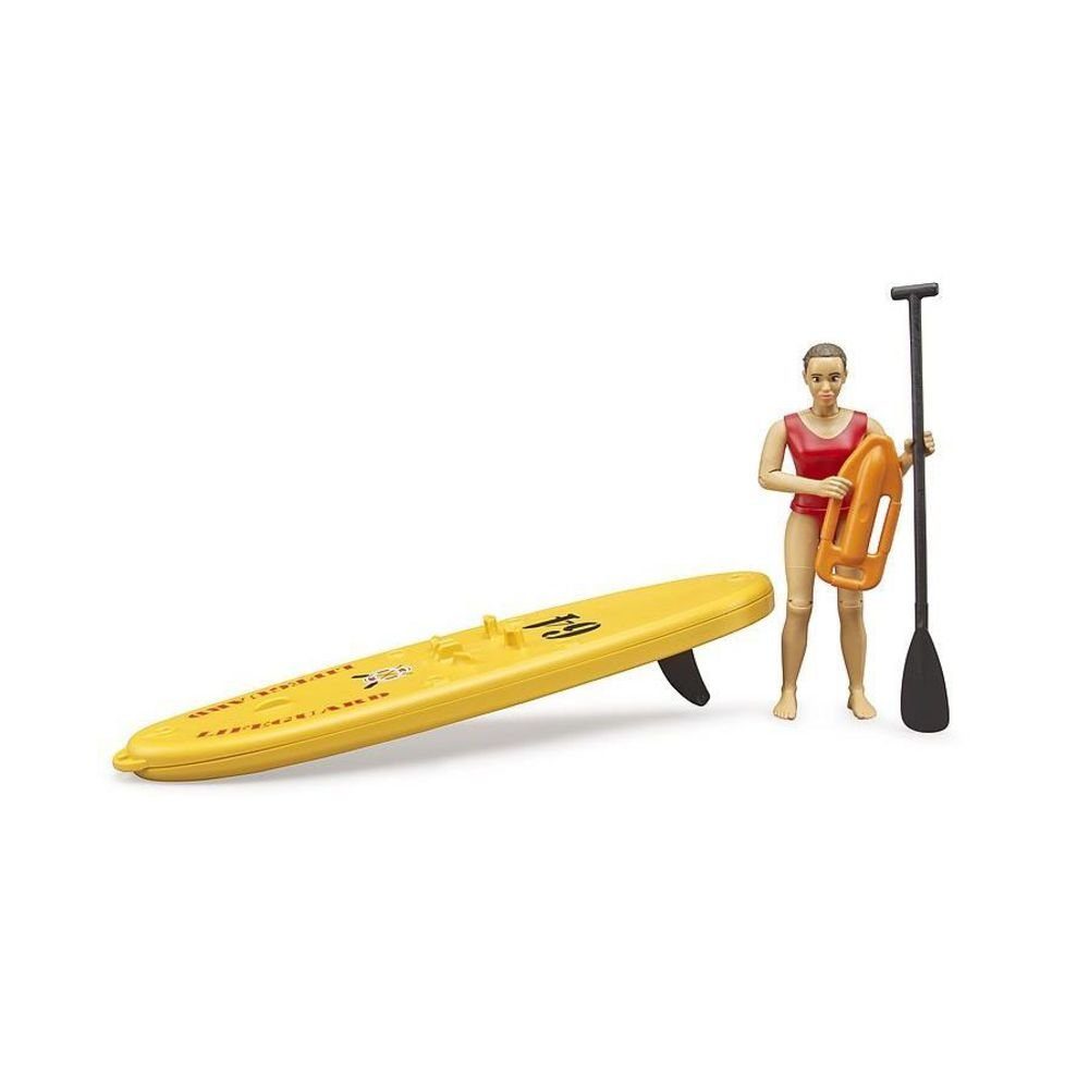 Bruder® Actionfigur bworld 62785 Life Guard mit Stand up Paddle, Rettungsschwimmerin Spielfigur mit Paddel