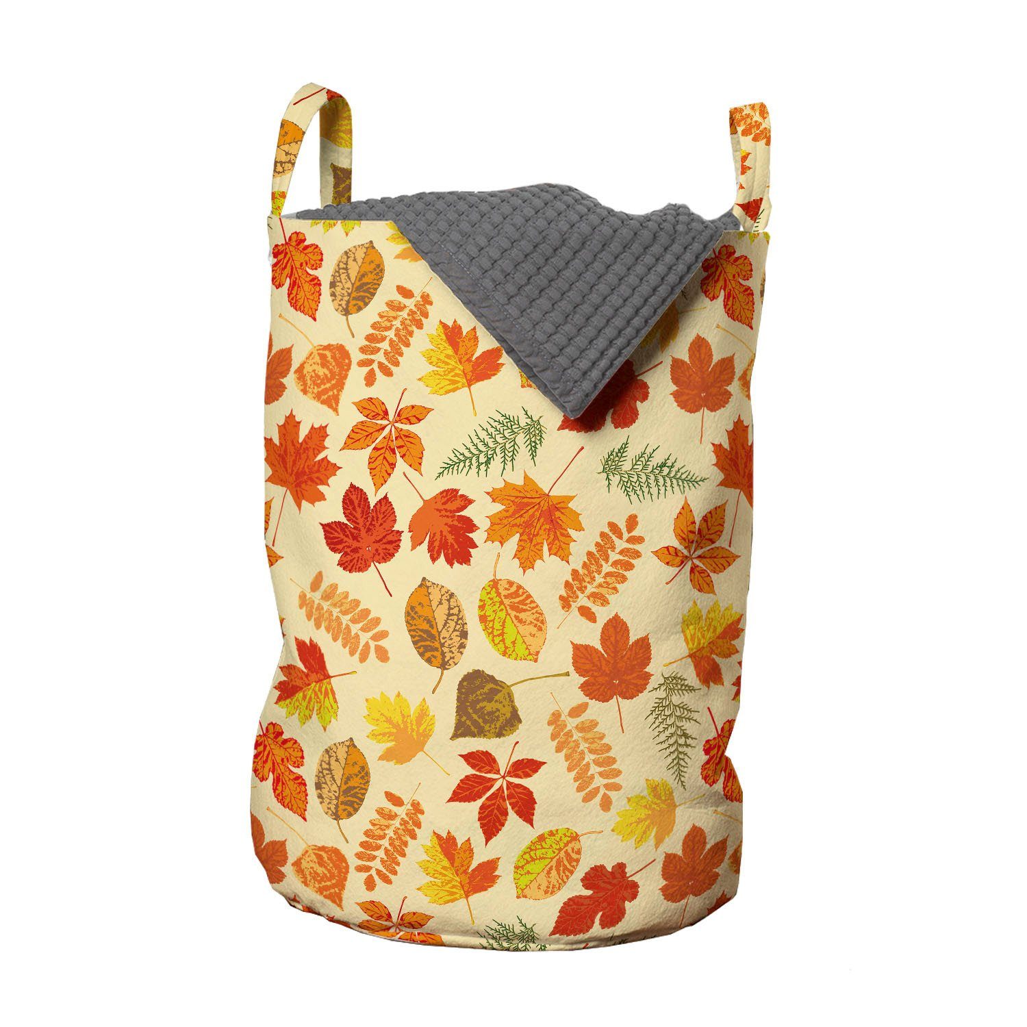 Abakuhaus Wäschesäckchen Wäschekorb mit Griffen Kordelzugverschluss für Waschsalons, Herbstlaub Sorten von Zeichnungen