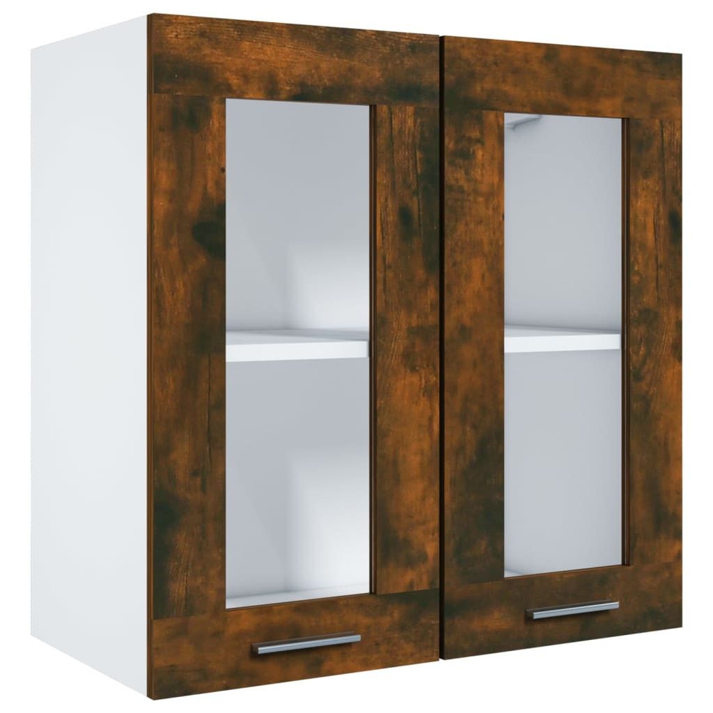 vidaXL Hängeschrank Wandhängeschrank Glas Räuchereiche 60x31x60 cm Holzwerk günstig online kaufen
