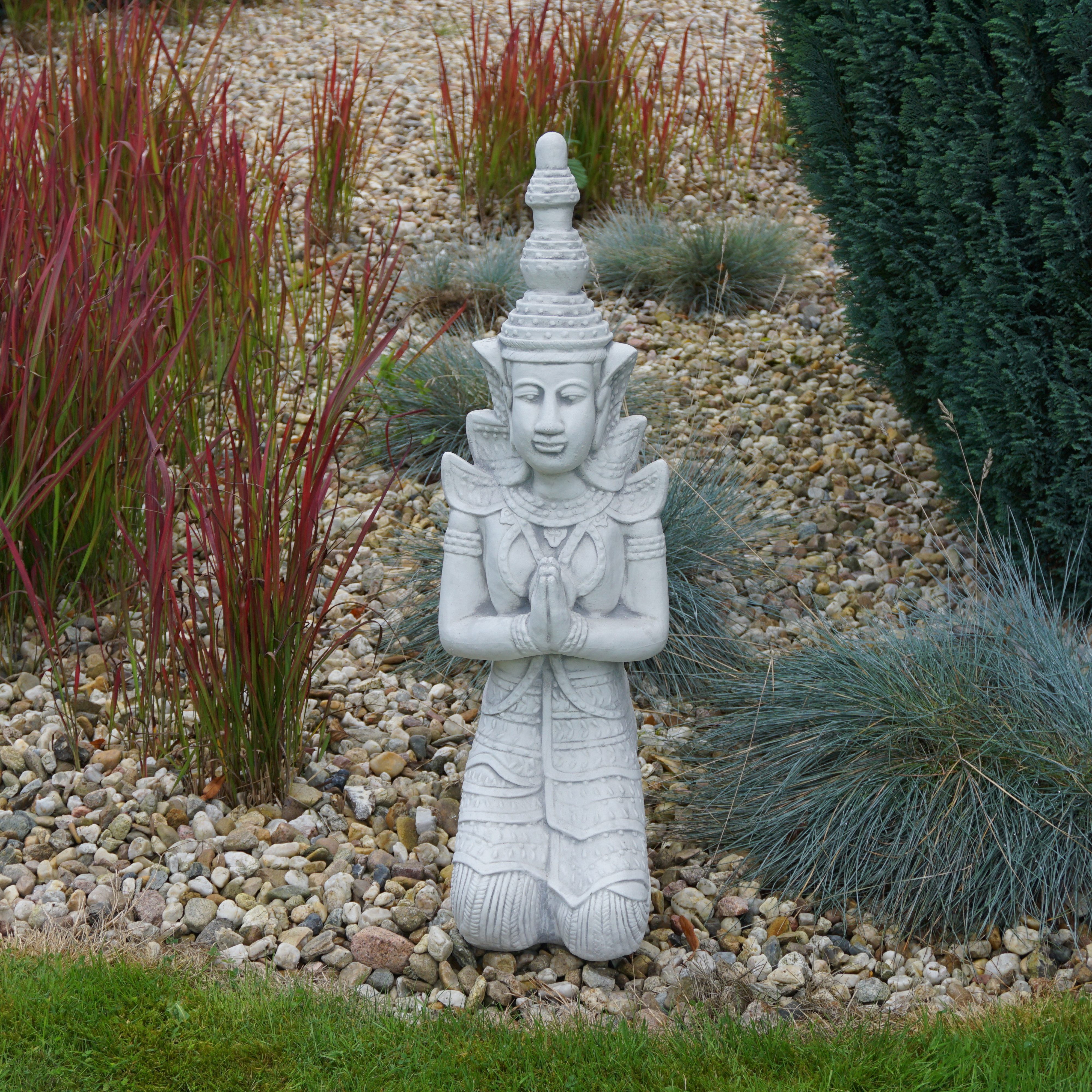 gartendekoparadies.de Gartenfigur Knieender Tempelwächter, H. 75 cm, 25 kg, Frostsicher