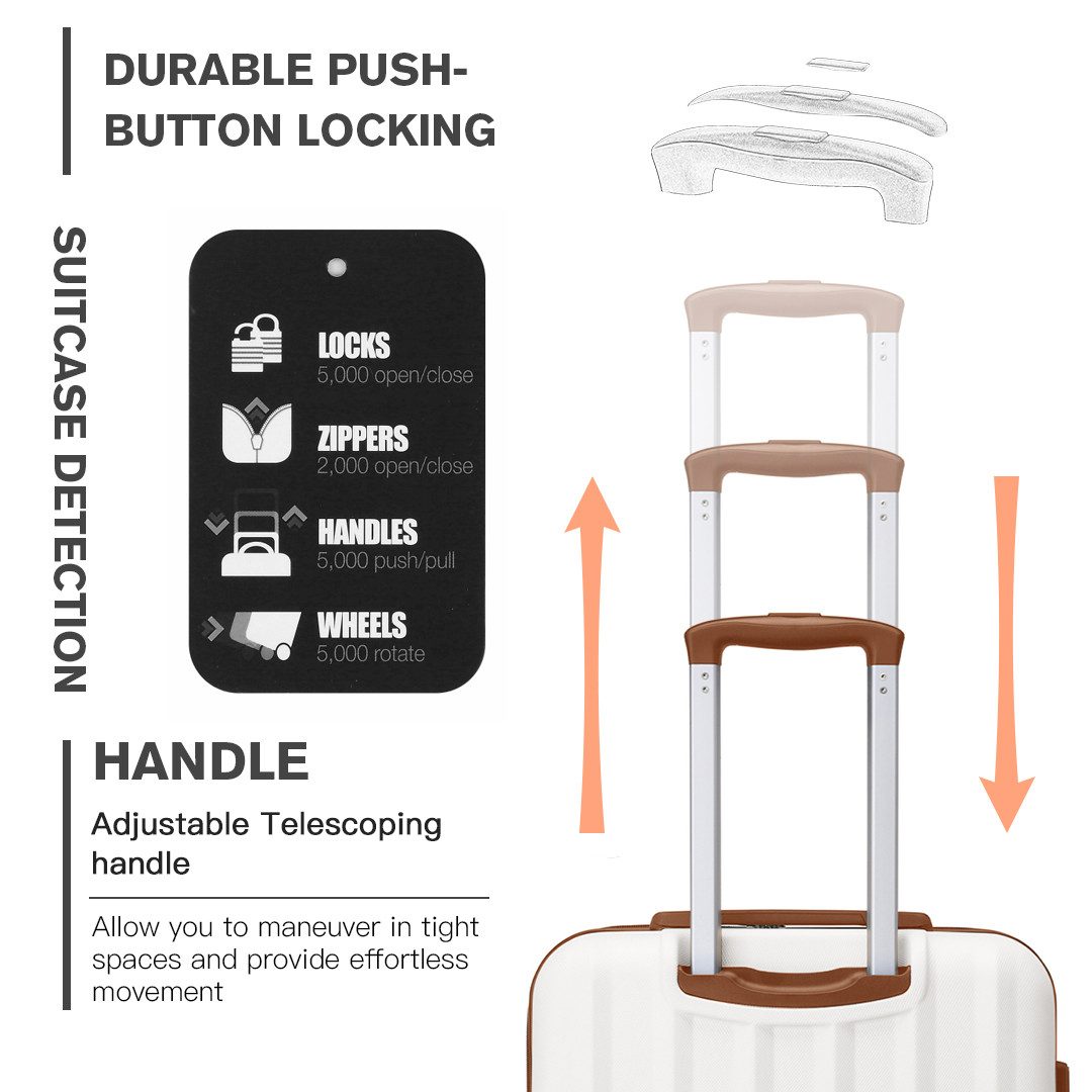 KONO Hartschalen-Trolley Hartschalen Trolley Koffer mit 4 Rollen und Zahlenschloss –Reisekoffer – Bild 5 von 5