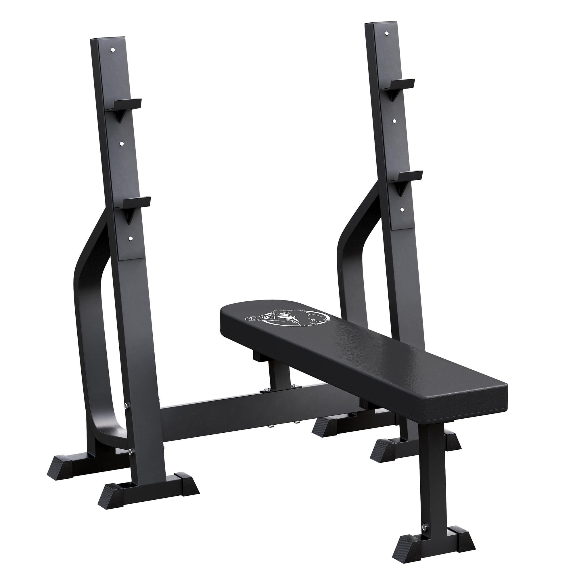 Hantelbank mit Ablage, bis 250kg, Stahl - Bankdrücken, Trainingsbank, Flachbank