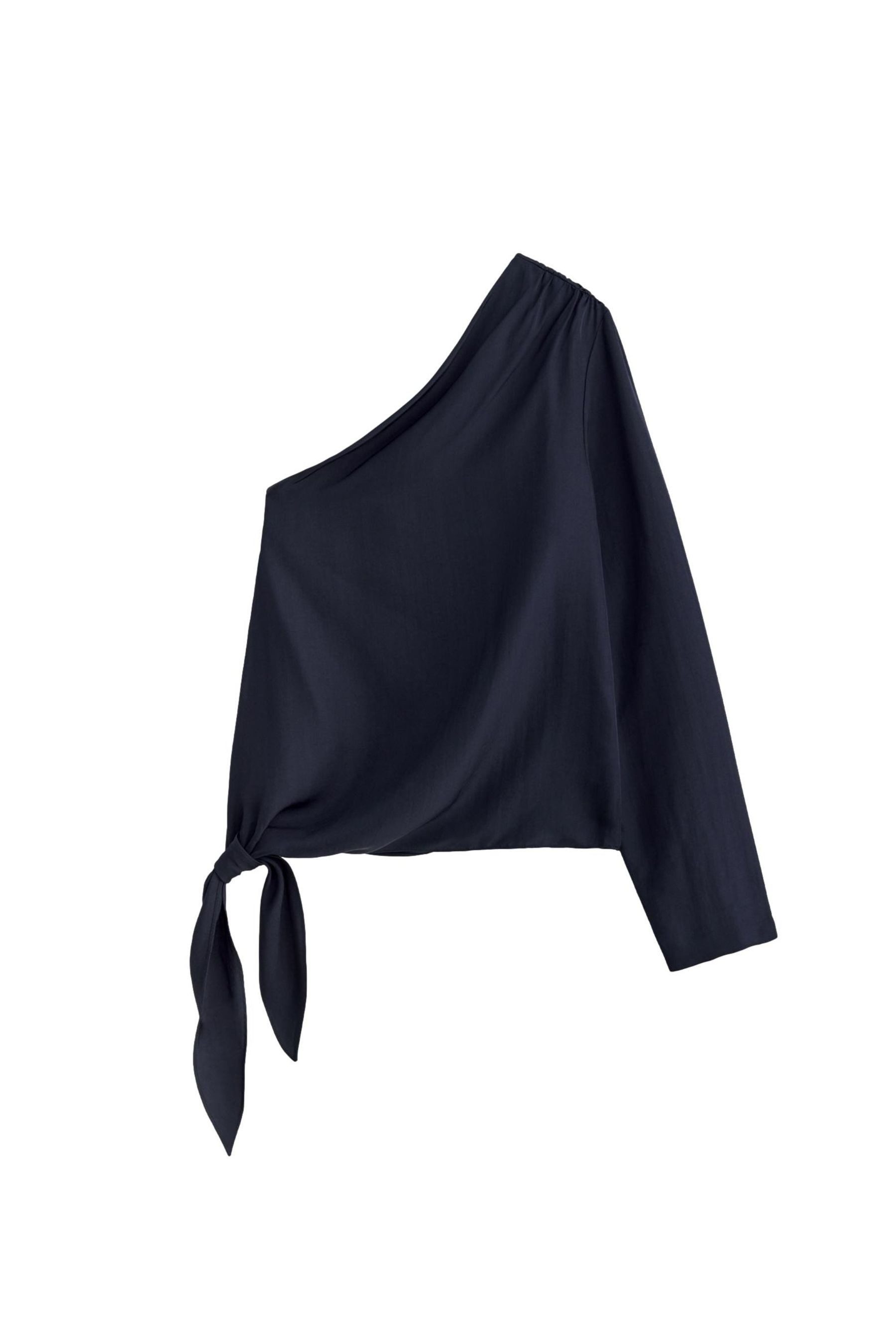 Bhoem One-Shoulder-Top BHOEM Asymmetrische, drapierte Bluse, marineblau (1-tlg)