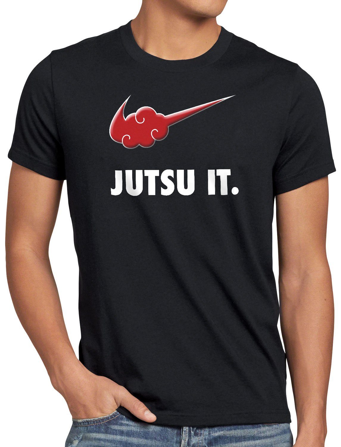 style3 Print-Shirt Herren T-Shirt Jutsu it ninja fuchs anime manga japan schwarz
