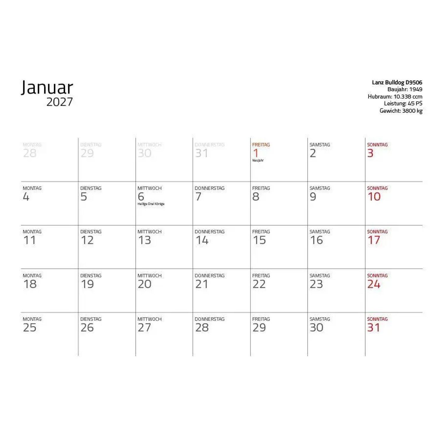 Edition Lempertz Wandkalender Traktor Klassiker 2027 - Eintragkalender – Bild 3 von 5