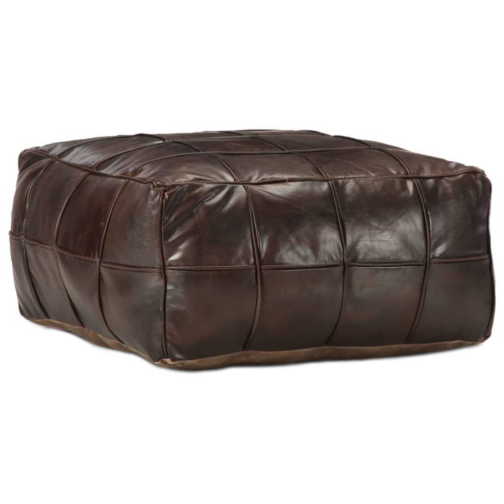 vidaXL Polsterhocker Pouf Dunkelbraun 60 x 60 x 30 cm Echtes Ziegenleder (1 St)