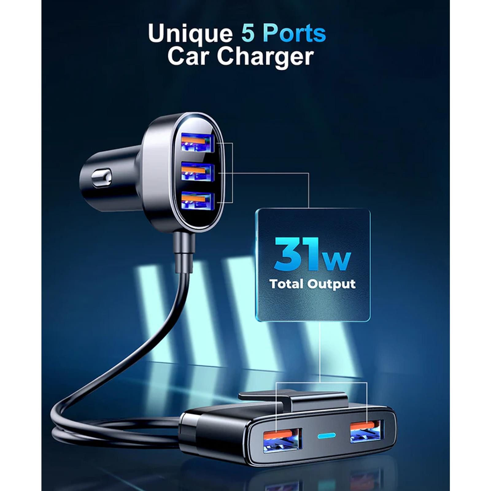 JOYROOM JR-CL03 Kfz Multi Smartphone-Ladegerät (6200 mA, 12V 24V KFZ USB Zigarettenanzünder Mehrfachstecker 5x USB Verteiler) – Bild 4 von 5