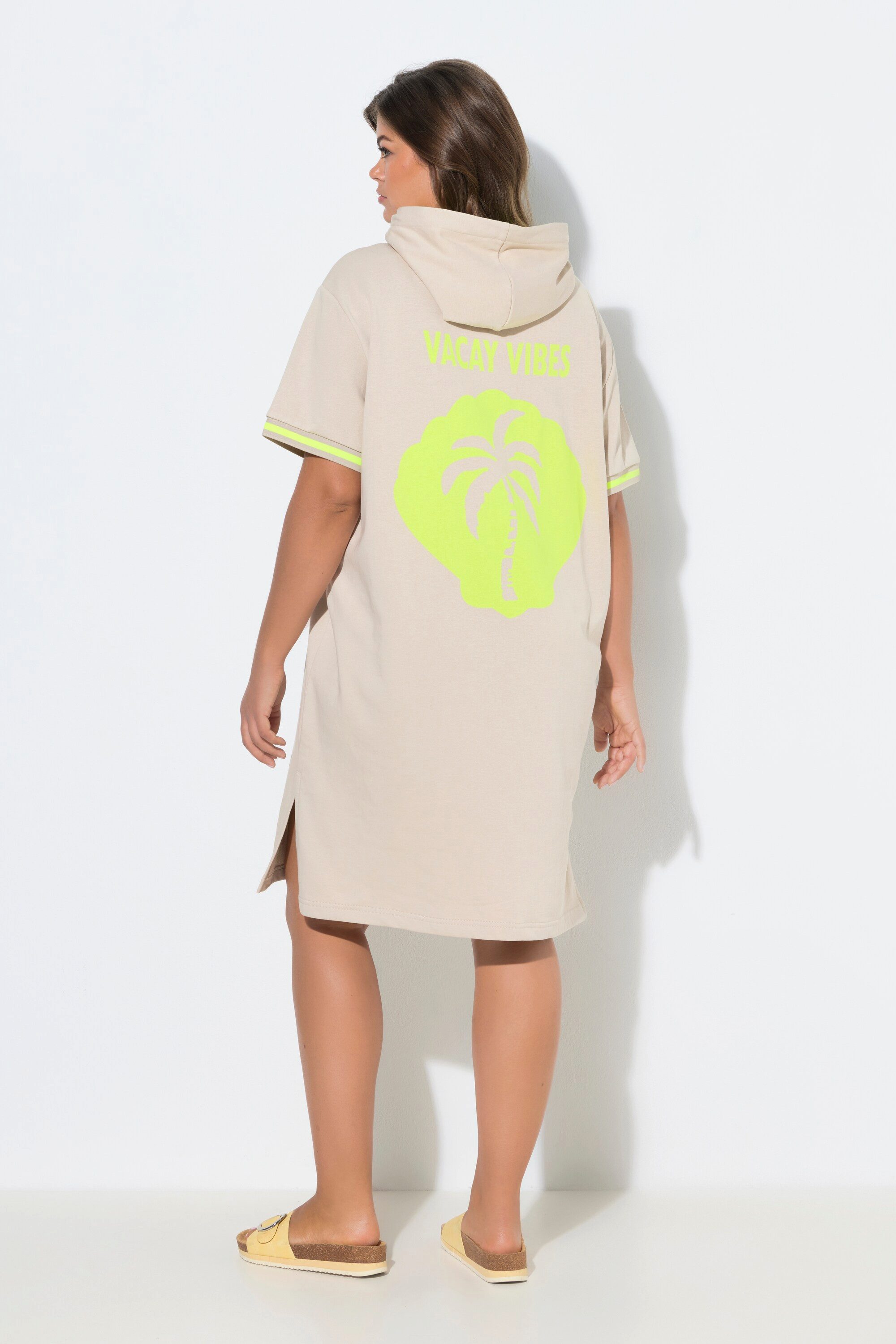 Laurasøn Jerseykleid Strandsweatkleid 1/2 Arm Kapuze Rückenprint