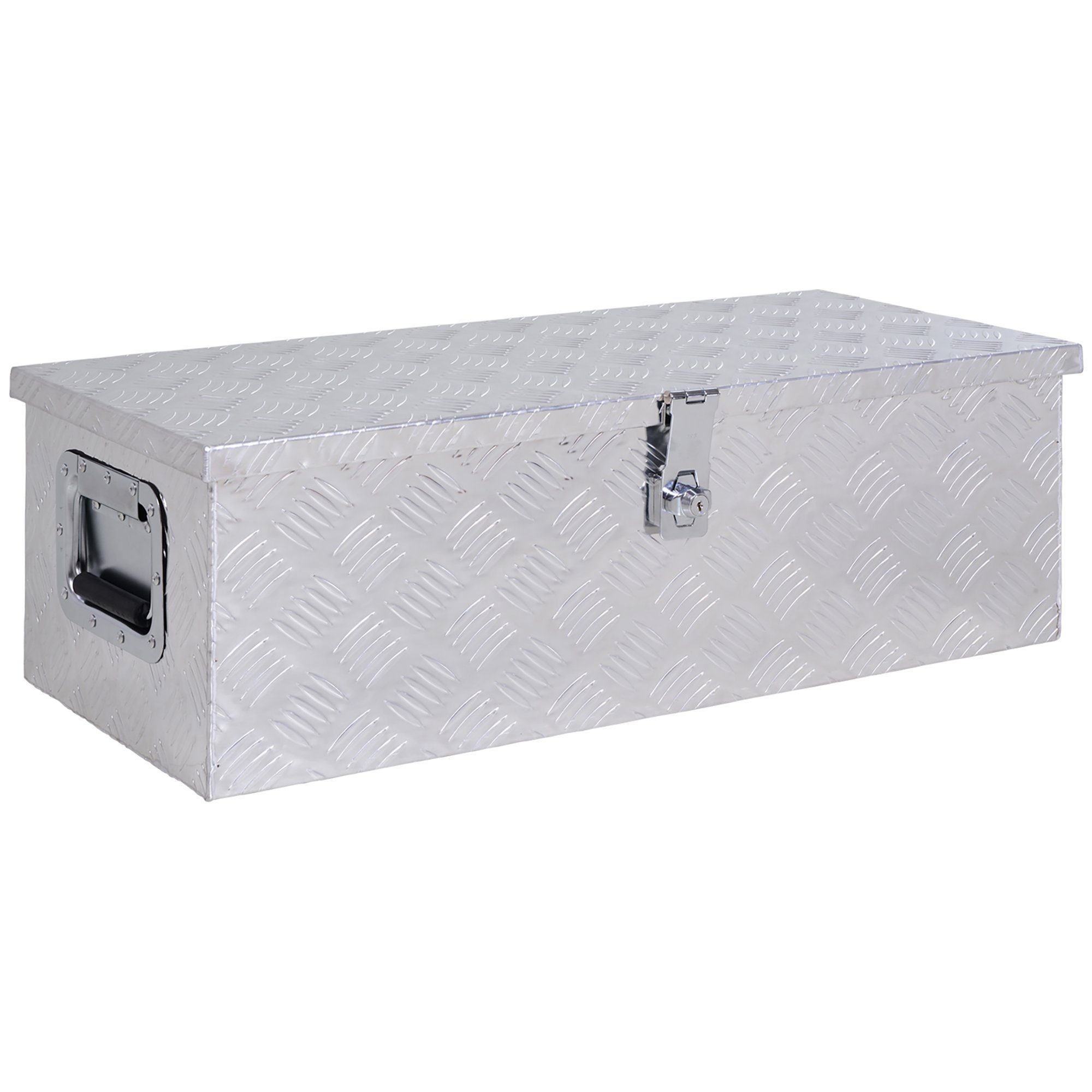 HOMCOM Werkzeugbox Gerätekasten mit Schloss, Aluminium Silber (Set, 1 St., industrie-design für hand-werker), 76L x 33B x 25H cm