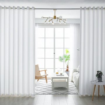 Bindegardine 2x Gardinen Ösenvorhänge Ösen Vorhang Schlaufenschal Voile Transparent Wohnzimme, Clanmacy, Ösen
