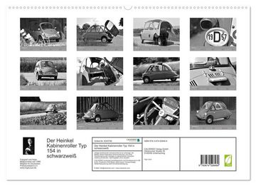 CALVENDO Wandkalender Der Heinkel Kabinenroller Typ 154 in schwarzweiß (Premium, hochwertiger DIN A2 Wandkalender 2023, Kunstdruck in Hochglanz)