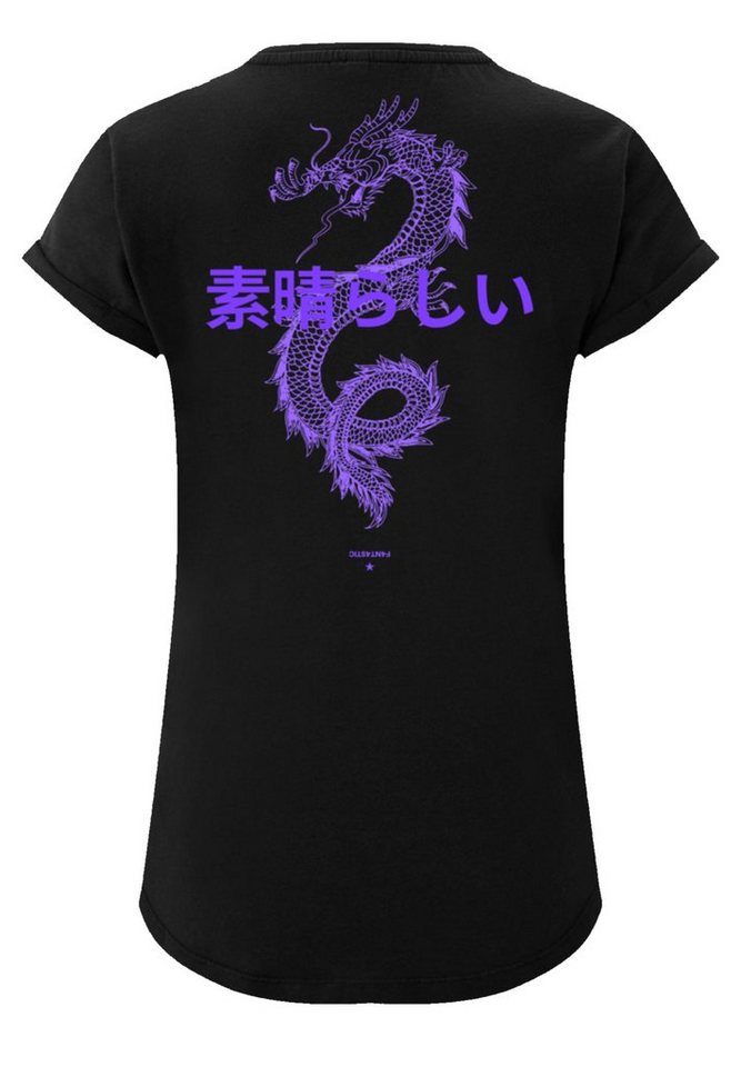 und Style bequemer Print, Japan Schnitt T-Shirt F4NT4STIC Lässiger Drache Rundhalsausschnitt