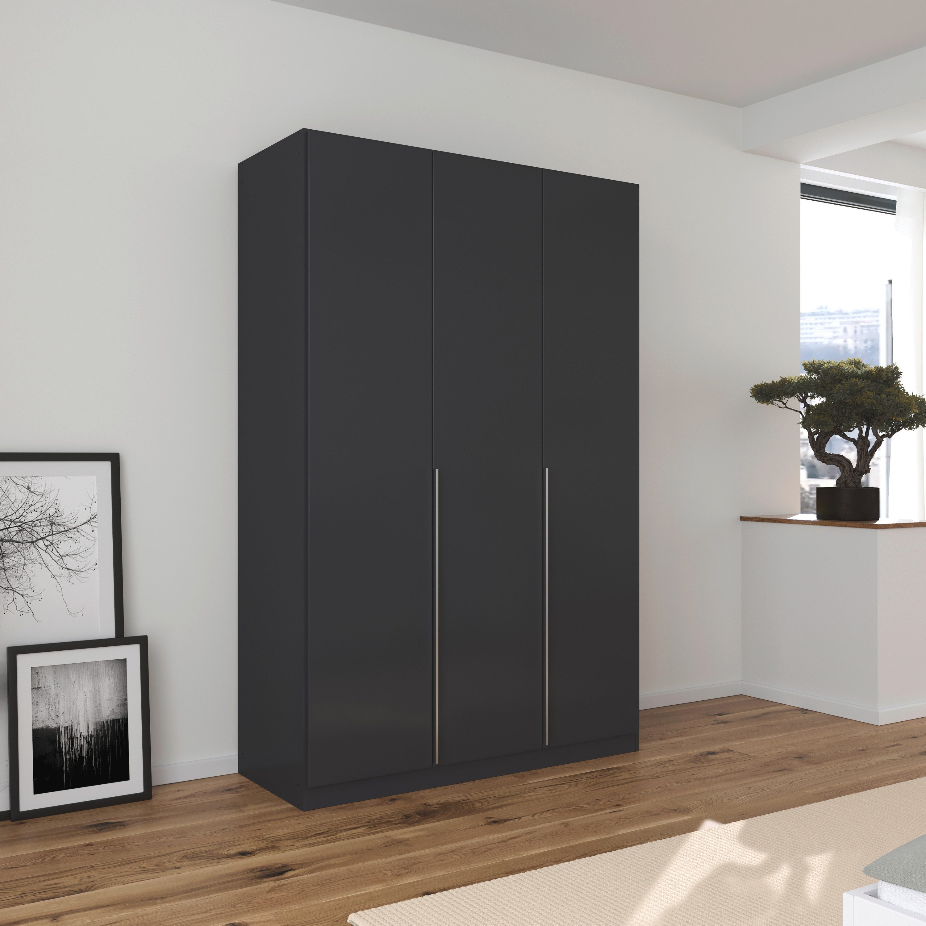 OTTO home Drehtürenschrank Kleiderschrank Schrank Garderobe AGORDO Schlafzimmer (in zwei Griff-Farben, Breiten 91-405 cm, Dekor- oder Hochglanzfront) durchdachte Innenausstattung, in 8 Breiten und 2 Höhen MADE IN GERMANY
