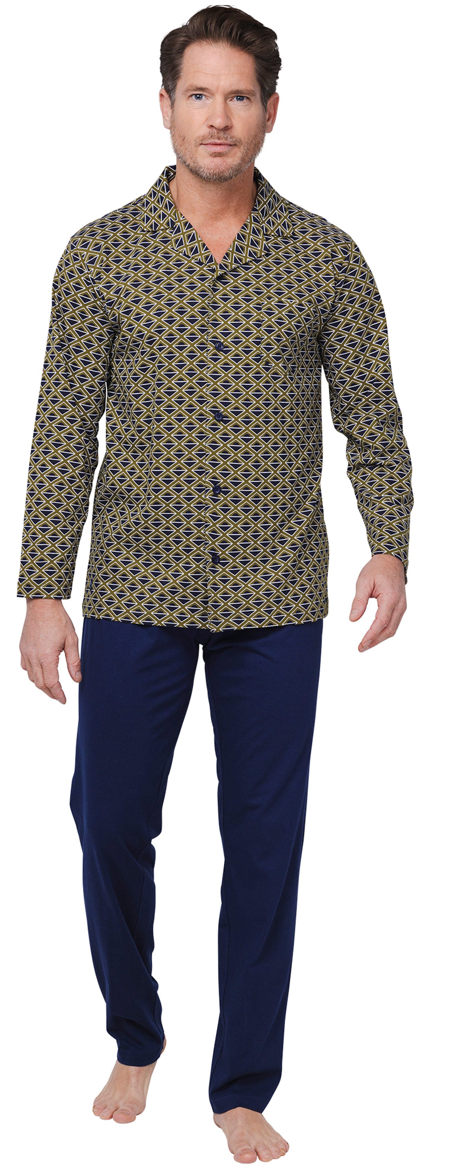 Pastunette Schlafanzug Herren Pyjama geknöpft (2 tlg) Baumwolle