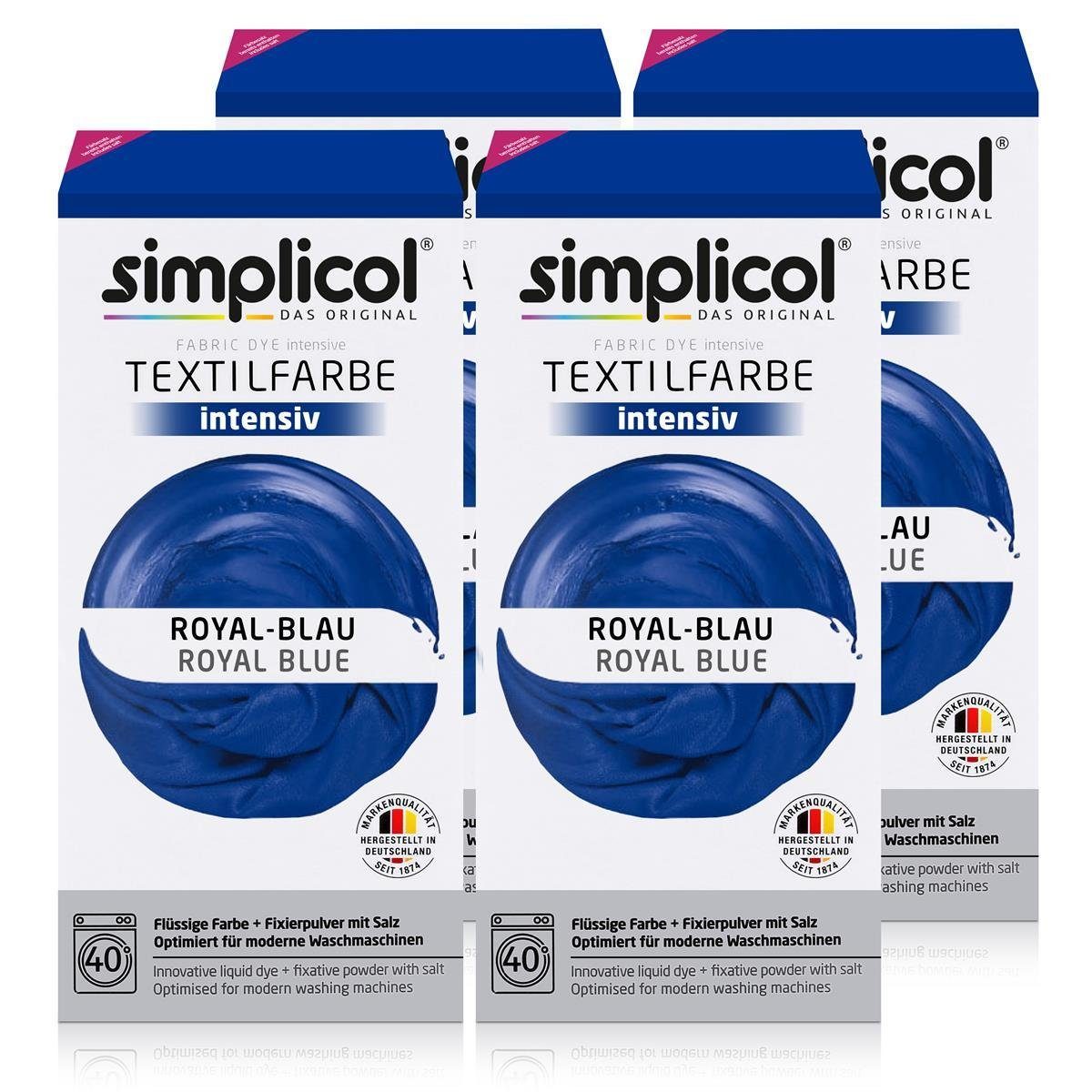 Textilfarbe Simplicol Textilfarbe intensiv Royal-Blau - Einfaches Färben (4er Pack