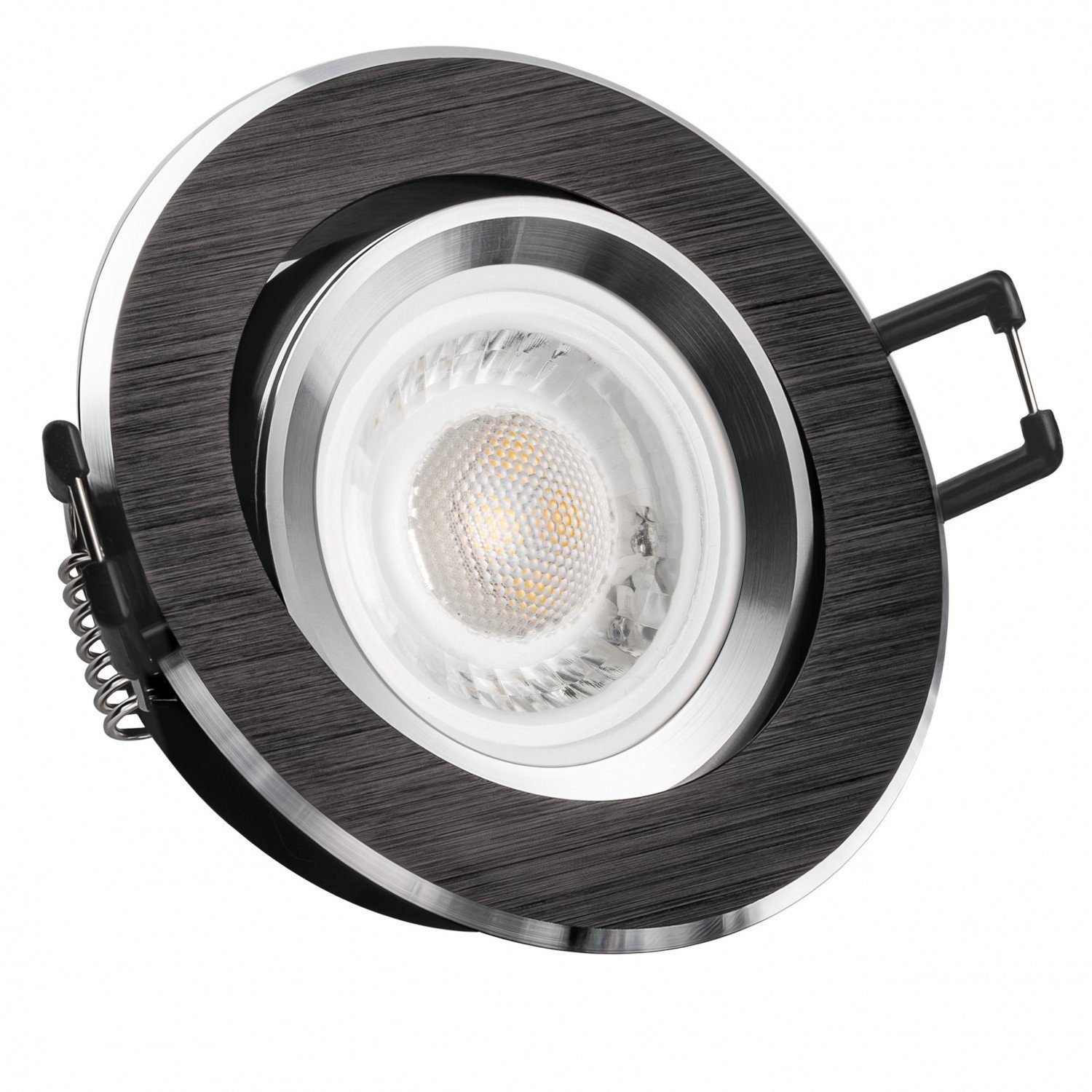 LEDANDO LED Einbaustrahler LED Einbaustrahler in mit Leuchtmittel schwarz 5W Set von flach extra