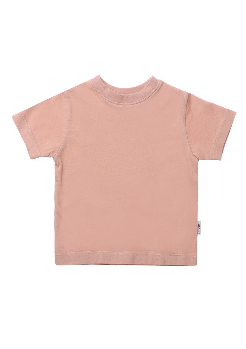 Design in Rundhals-Ausschnitt rosa mit T-Shirt schlichtem Liliput