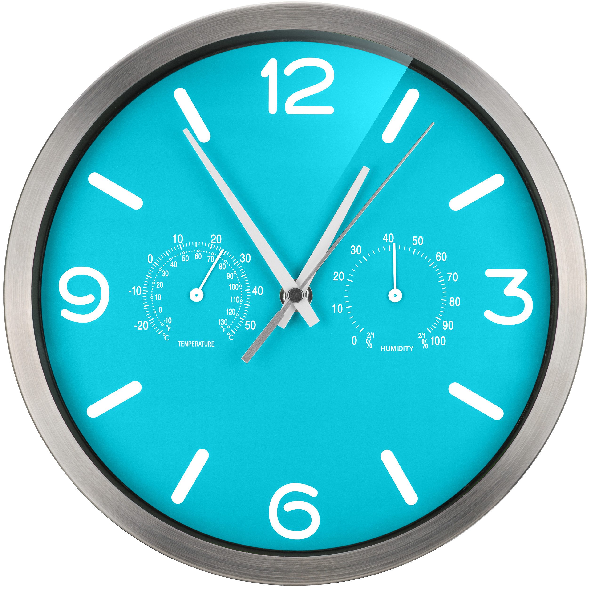 OPTUS Wanduhr MyTime ND DCF Thermo-/ Hygro- Wanduhr 25cm skyblue