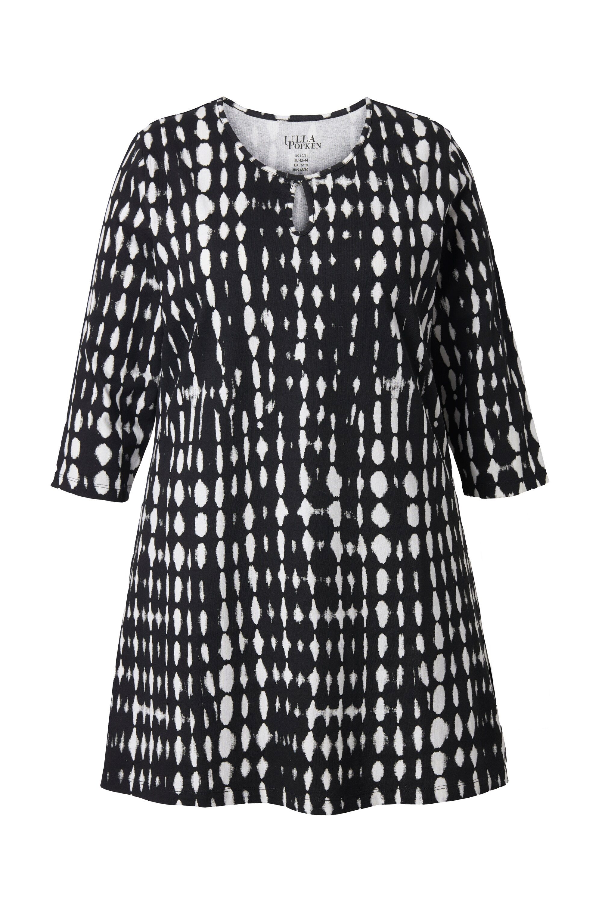 Ulla Popken Longshirt Longshirt Batikmuster Keyhole Rundhals 3/4-Arm günstig online kaufen