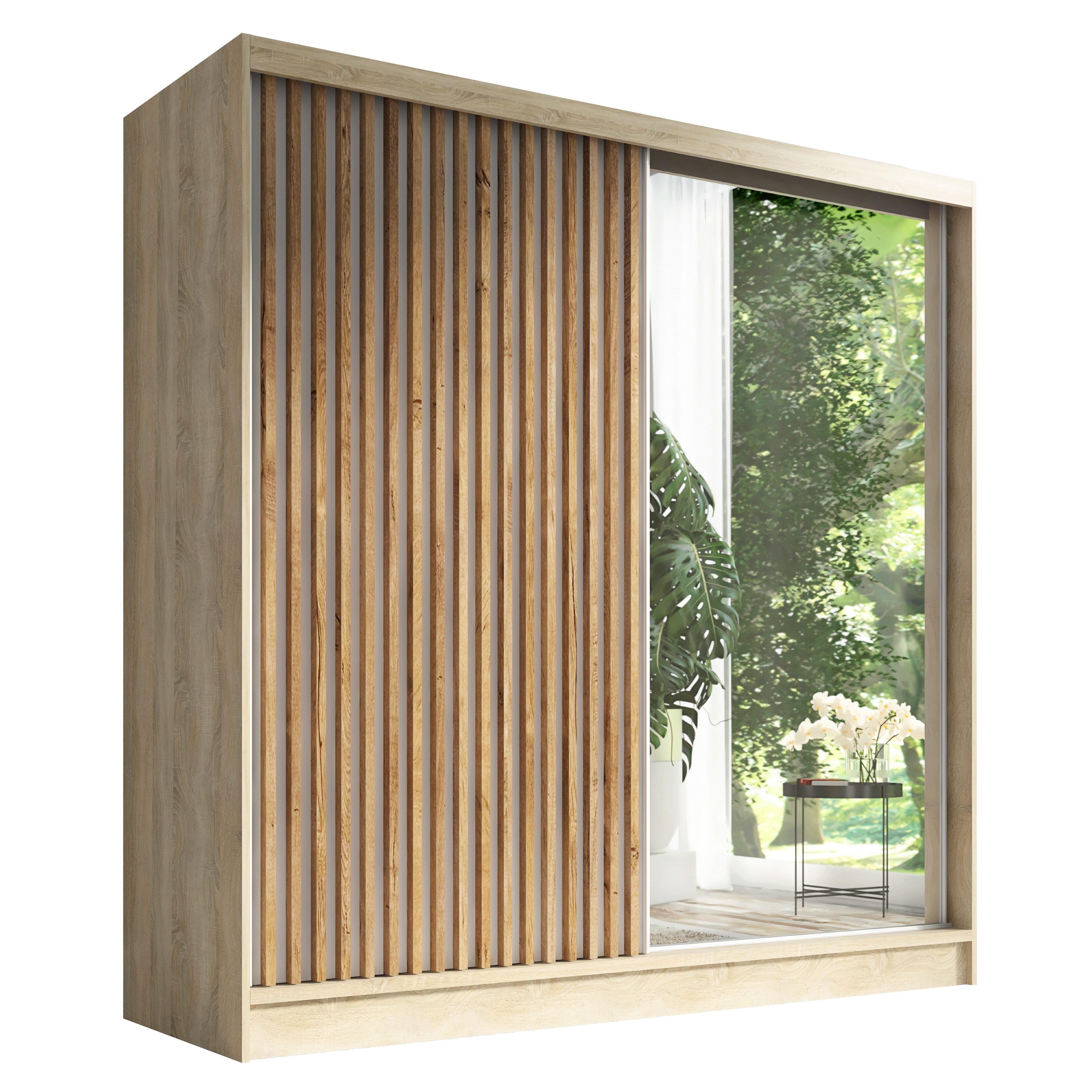 A&J MöbelLand GmbH Schiebetürenschrank LINA mit 3 Schubladen, 3D-Lamellen u günstig online kaufen