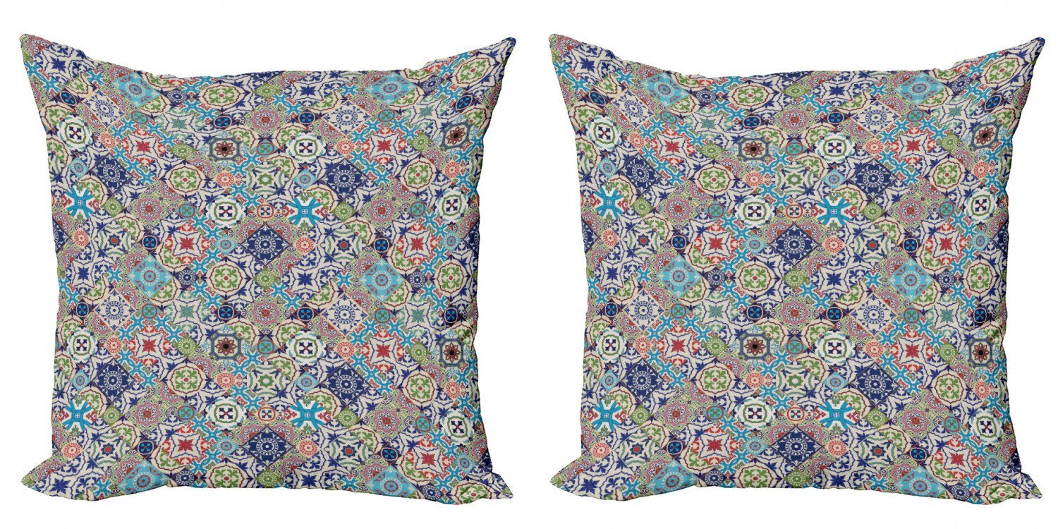 Kissenbezüge Modern Accent Doppelseitiger Digitaldruck, Abakuhaus (2 Stück), marokkanisch Bunte Blumen Set