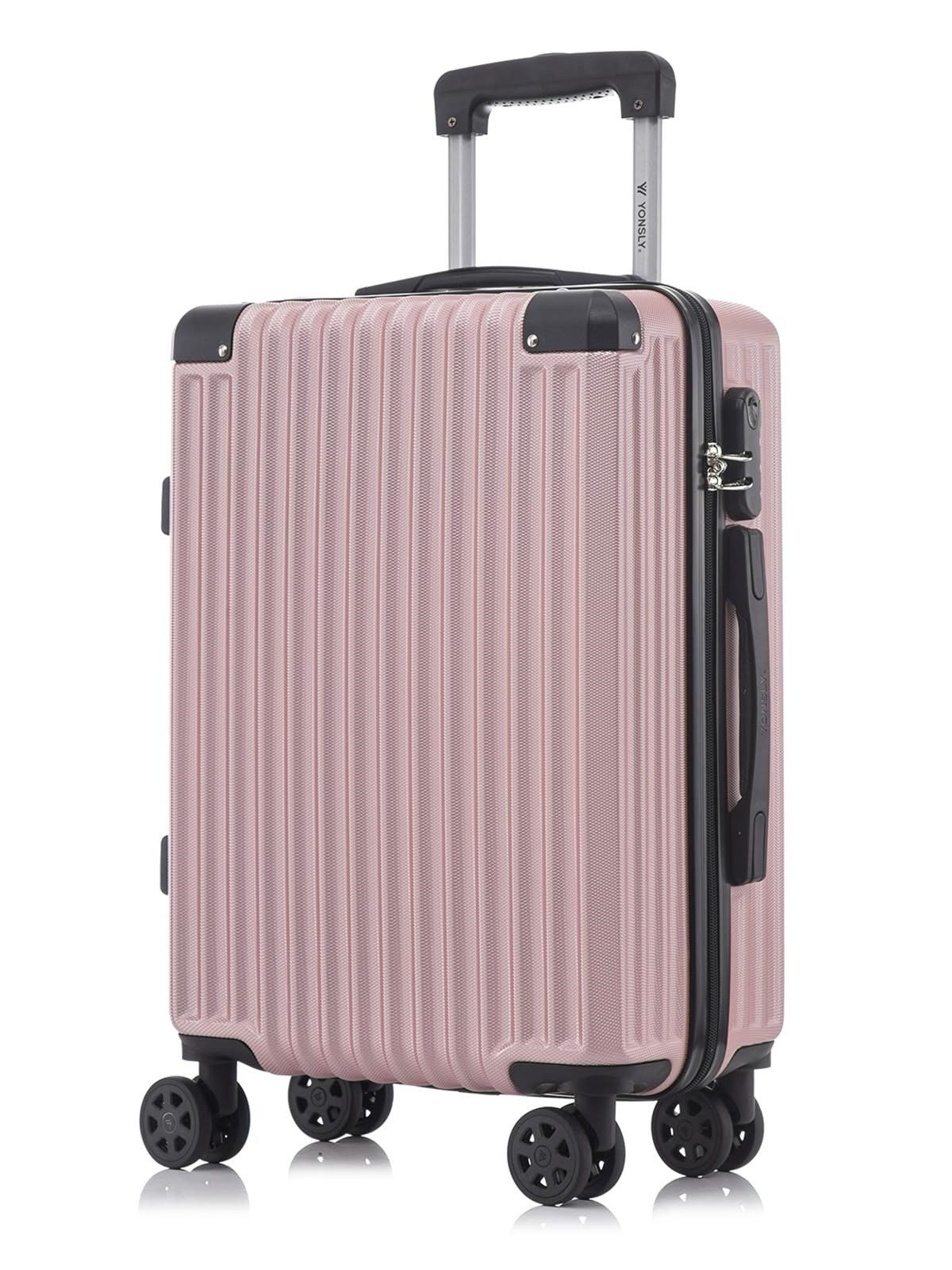 YONSLY Koffer Hartschalen-Reisekoffer Trolley Handgepäck, 4 Rollen, ABS-Hartschale, Zahlenschloss, weicher Gummigriff