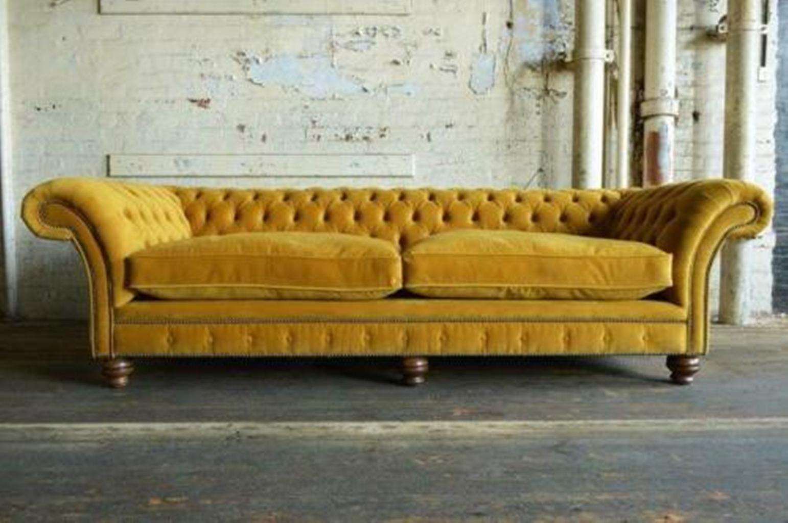 Sitzer Polster Chesterfield-Sofa, Sitz Couch Sofa Leder 4 Chesterfield Garnitur JVmoebel XXL