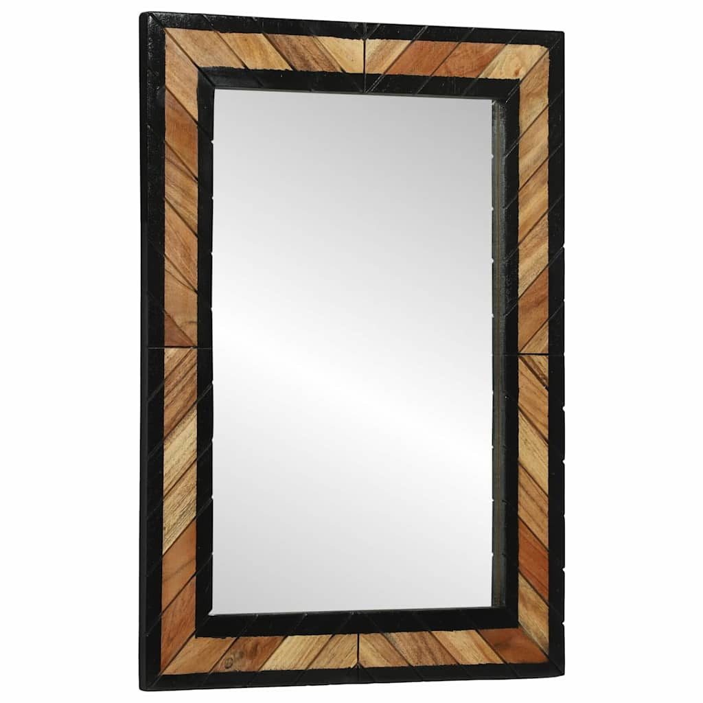 vidaXL Spiegel Wandspiegel Schwarz und Braun 70 x 2 x 70 cm Massivholz (1-St)
