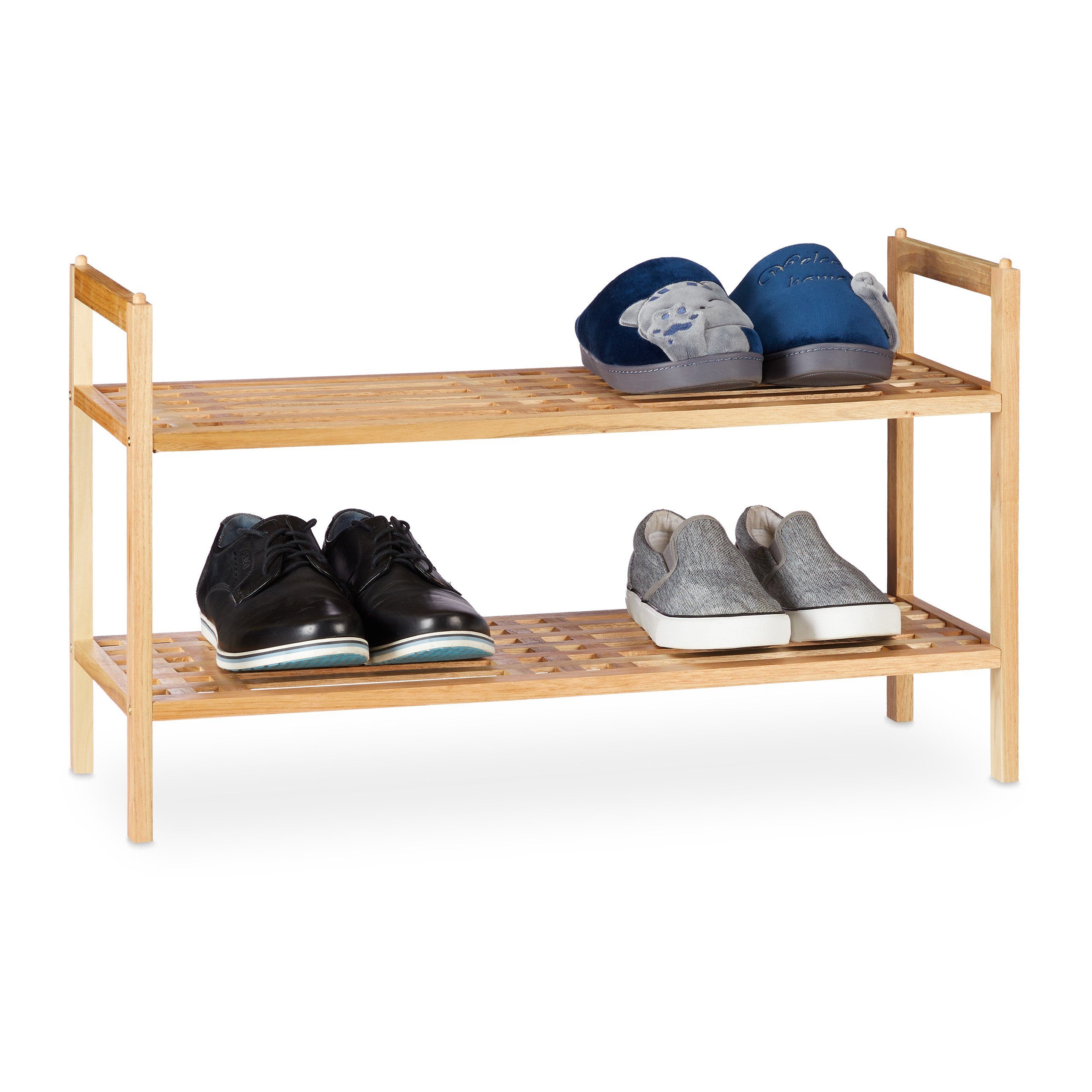 relaxdays Schuhregal stapelbar Walnuss günstig online kaufen