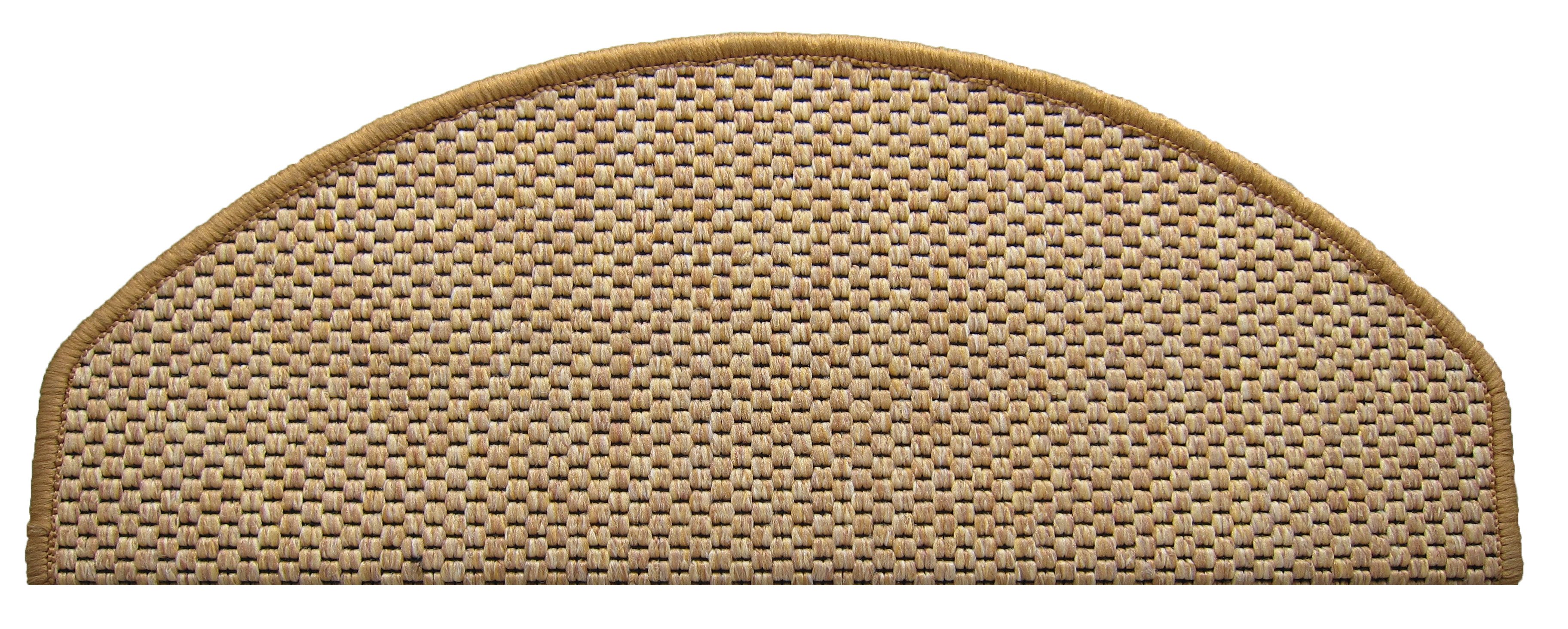 oKu-Tex Stufenmatte FLORENZ Stufenmattenset 15 teilig, natürliche Sisal Optik, Halbrund, Höhe: 4 mm, Flachgewebe mit Winkelschiene, strapazierfähig, verschiedene Farben