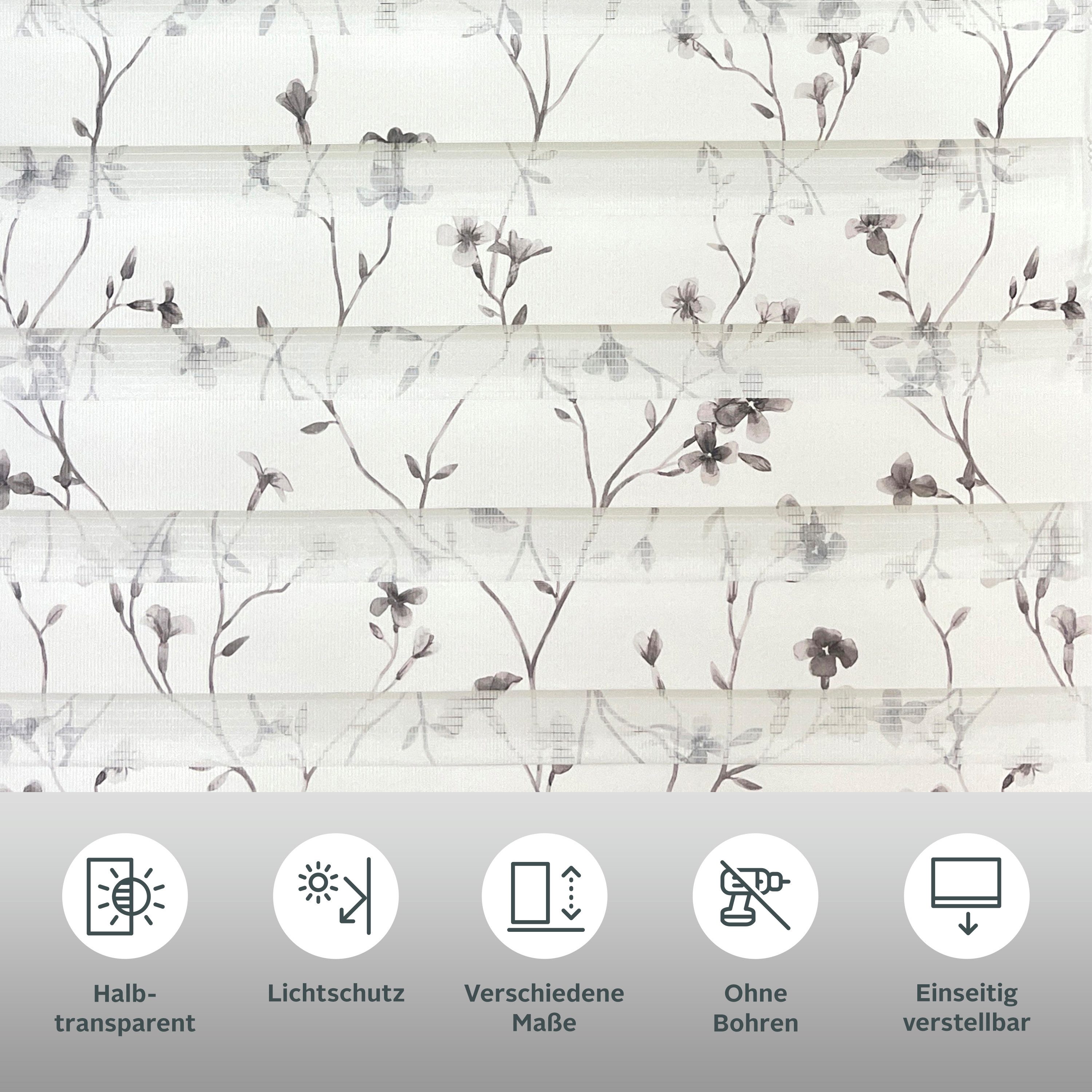 Doppelrollo MINNA, OTTO home, Lichtschutz, ohne Bohren, freihängend, Klemmfix, mit Floralem Design - sehr beliebt!