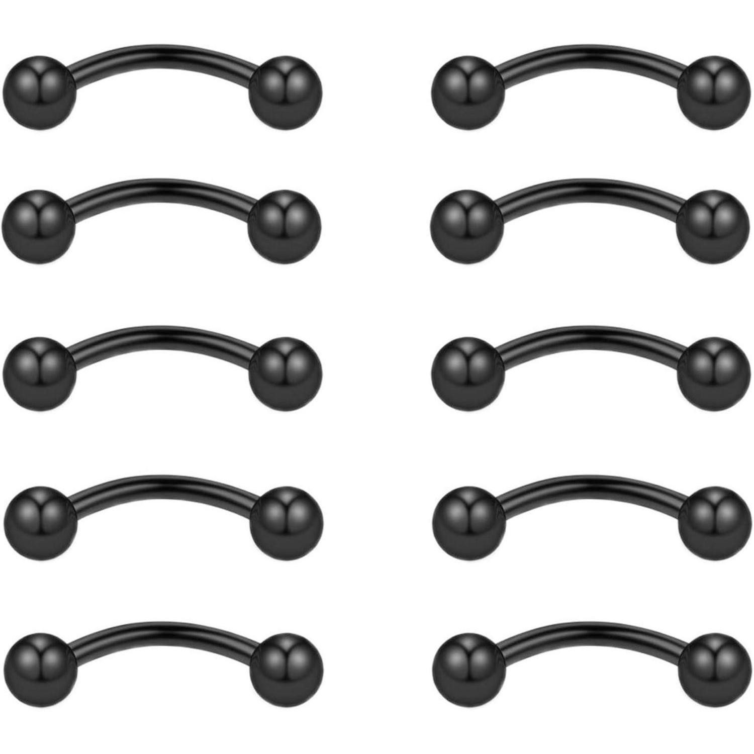 Gojewen Augenbrauenpiercing 10stk Curved Barbell Piercing Set 16G Edelstahl 3mm Kugel