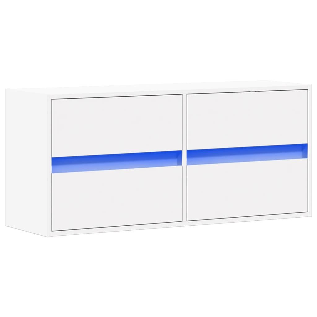 vidaXL TV-Wand TV-Wandschrank mit LED-Beleuchtung Weiß 100x31x45 cm, (1-St)