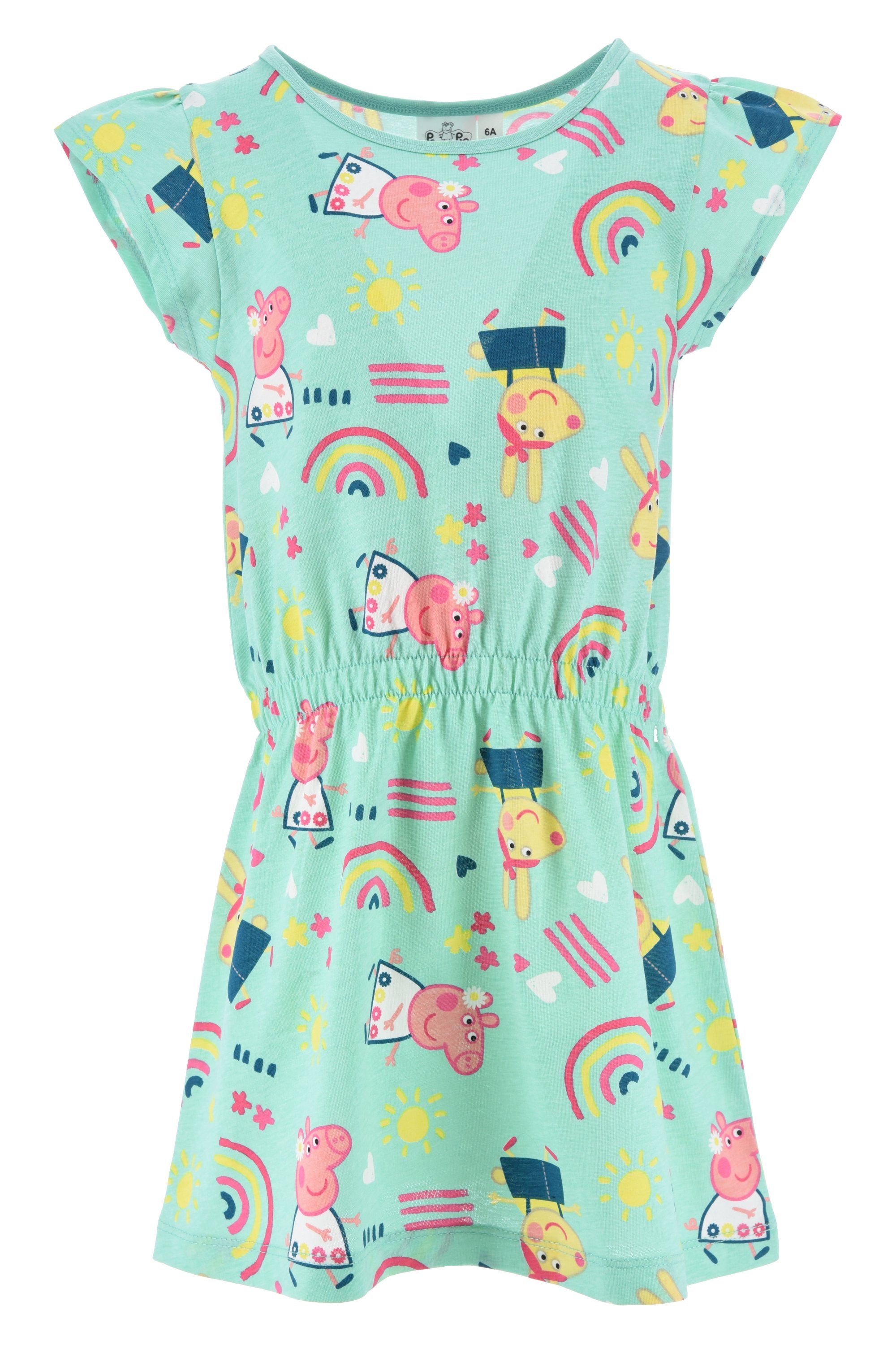Peppa Pig Sommerkleid Peppa Wutz Pig Kinder Mädchen Kleid Gr. 98 bis 116, 100% Baumwolle