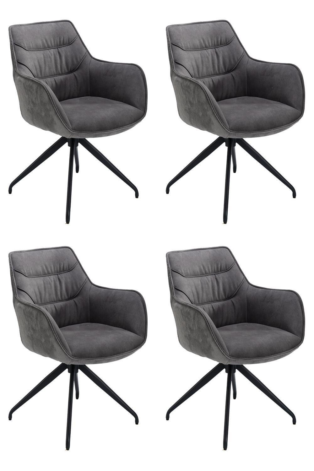 Home4You Polsterstuhl, Grau, Schwarz, Cord, Mikrofaser, (Set, 4 St), 360 Grad drehbar