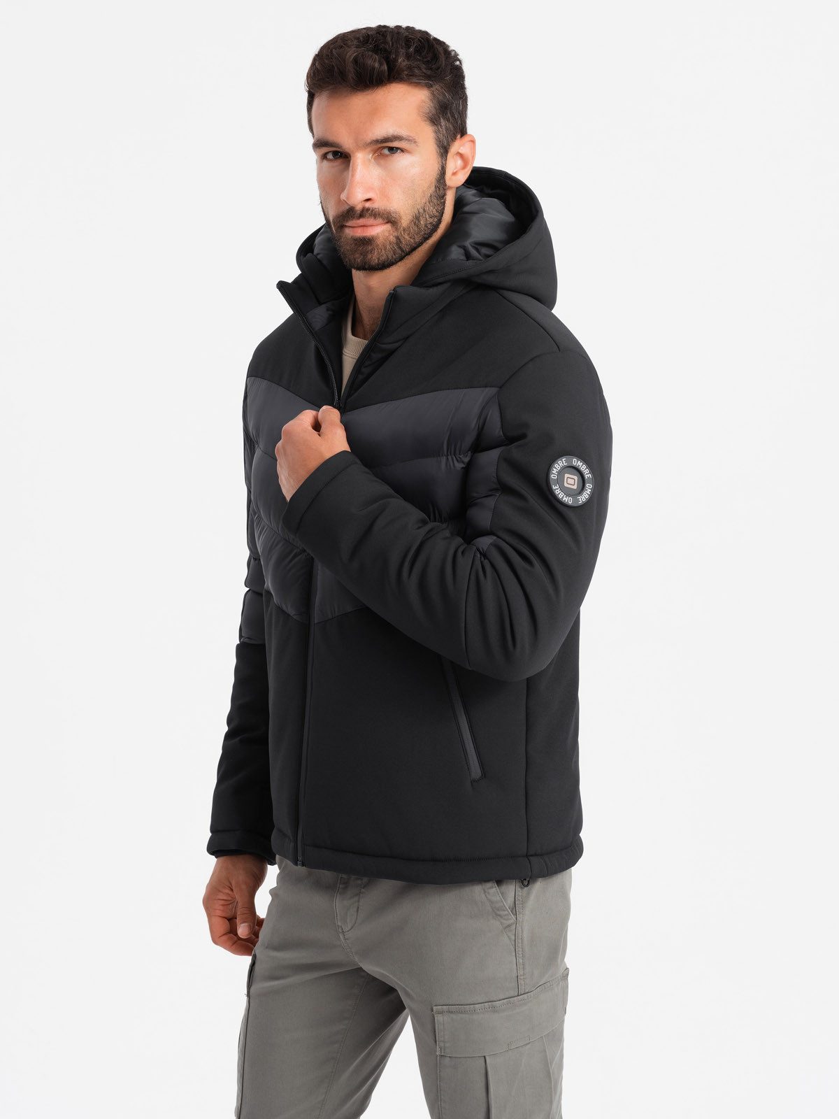 Steppjacke Herren-Steppjacke mit hohem Kragen