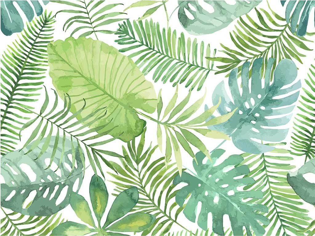 Tischsetmacher Platzset Tischset, Platzset abwaschbar - Tropische grüne Palmenblätter - 4 Stück aus erstklassigem Vinyl (Kunststoff) 40 x 30 cm, (4-St)
