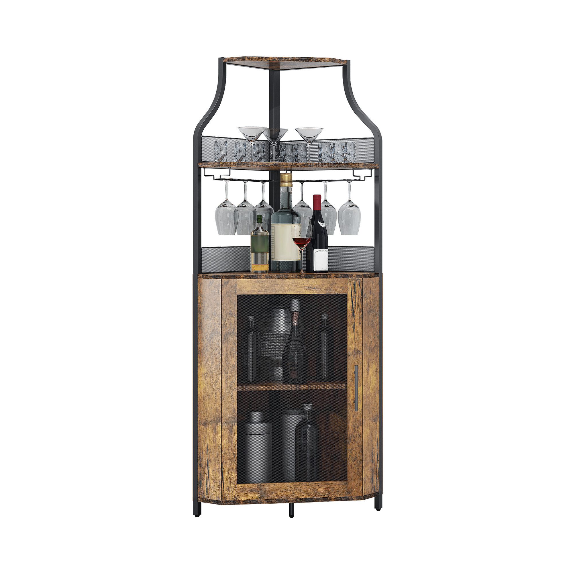 GarveeMore Weinschrank Weinregal Eckschrank Weinständer Barschrank mit Glas günstig online kaufen
