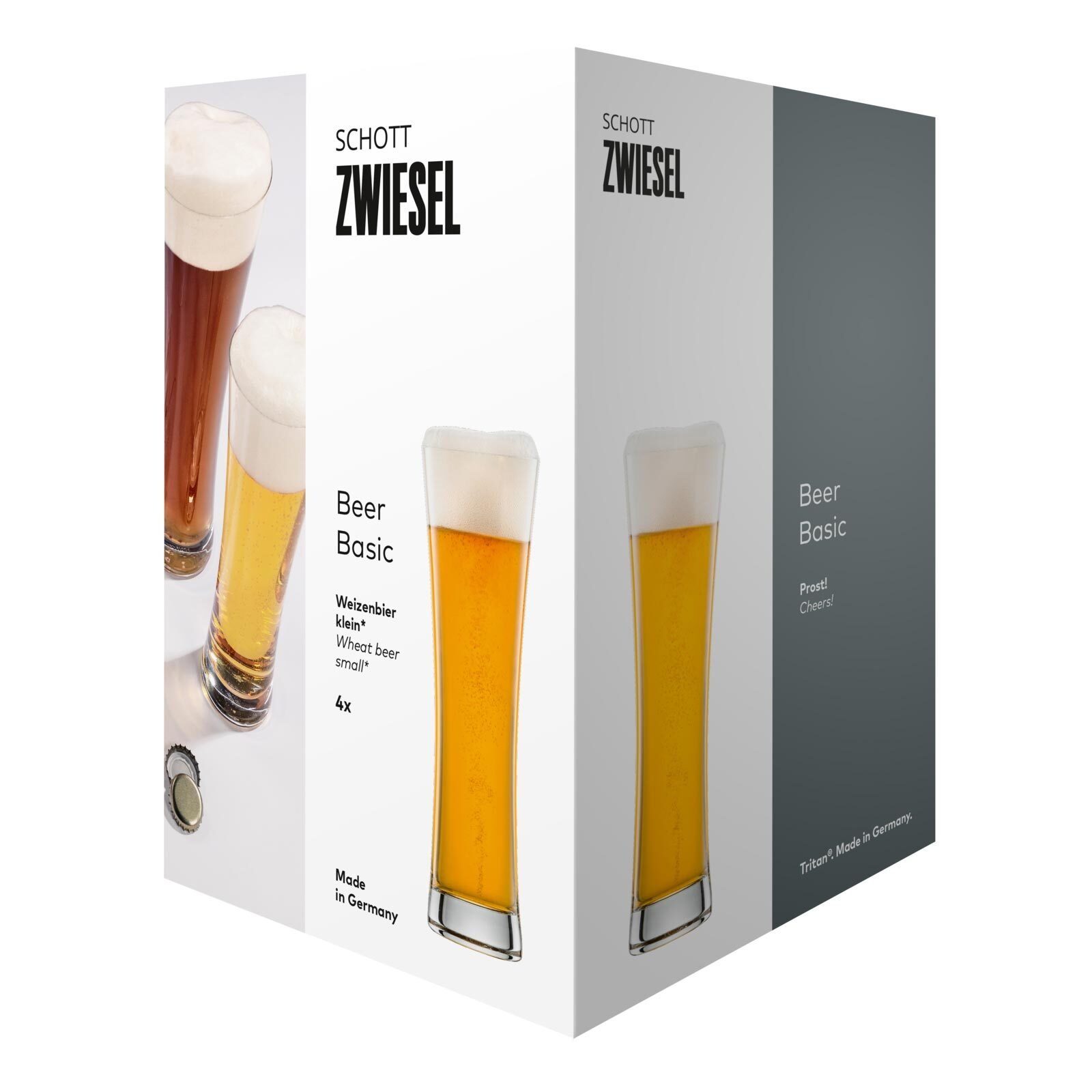 SCHOTT-ZWIESEL Bierglas Beer Basic Weizenbiergläser 300 ml 4er Set, 4-tlg., Glas