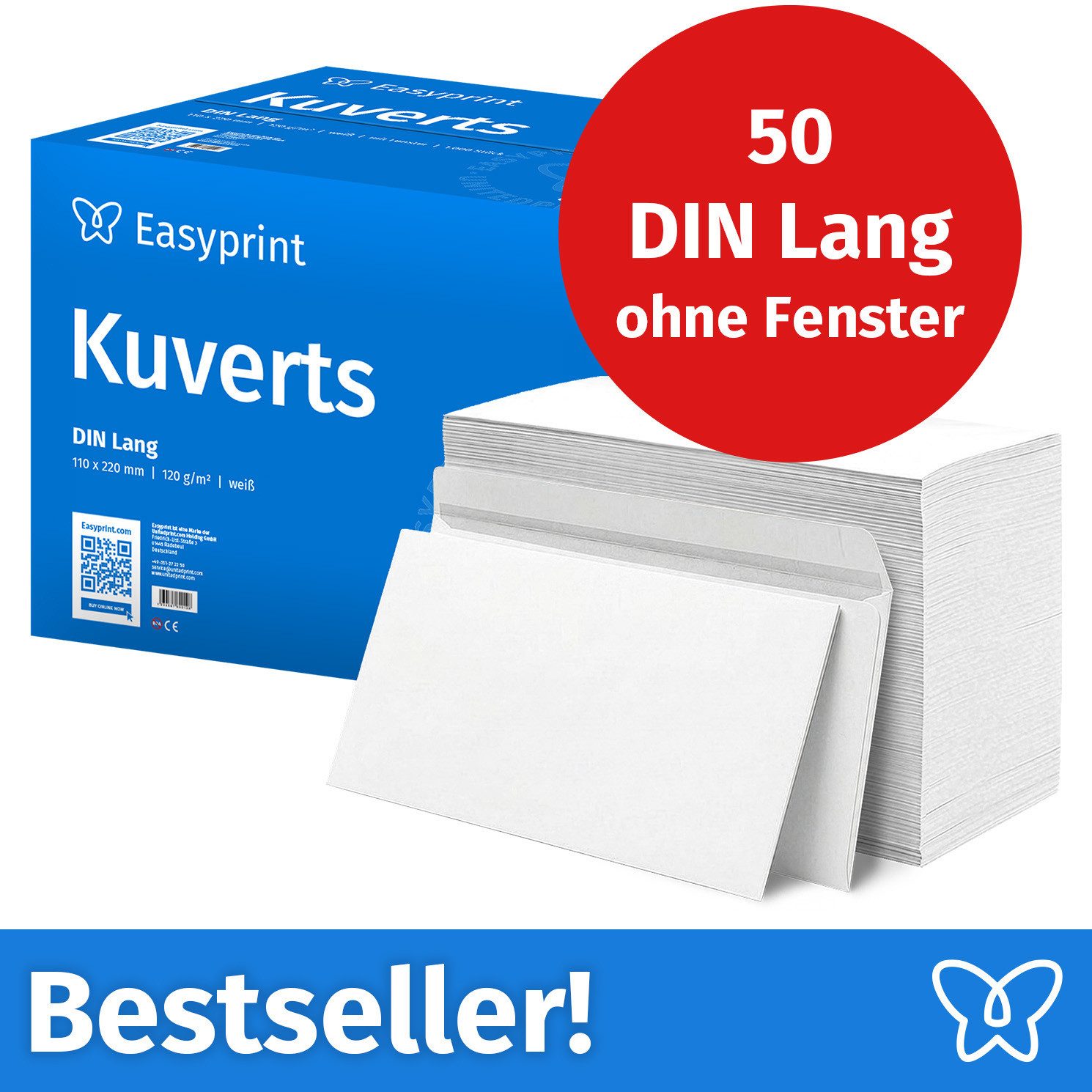 Easyprint Briefumschlag, Ohne Fenster