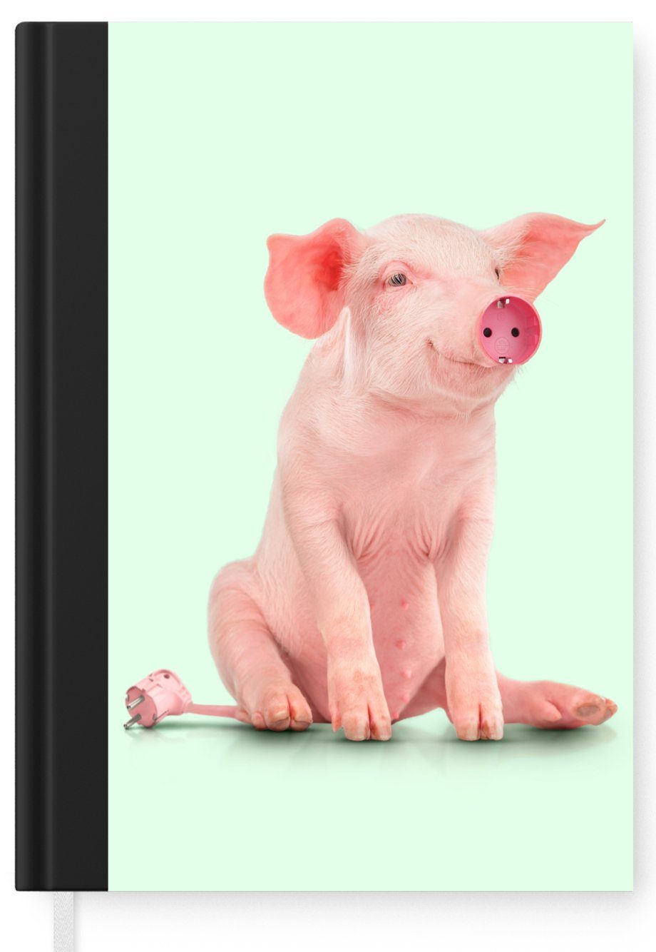 MuchoWow Notizbuch Schwein - Rosa Sockel Journal, Tiere, Haushaltsbuch Seiten, - 98 Tagebuch, Notizheft, Merkzettel, A5, 