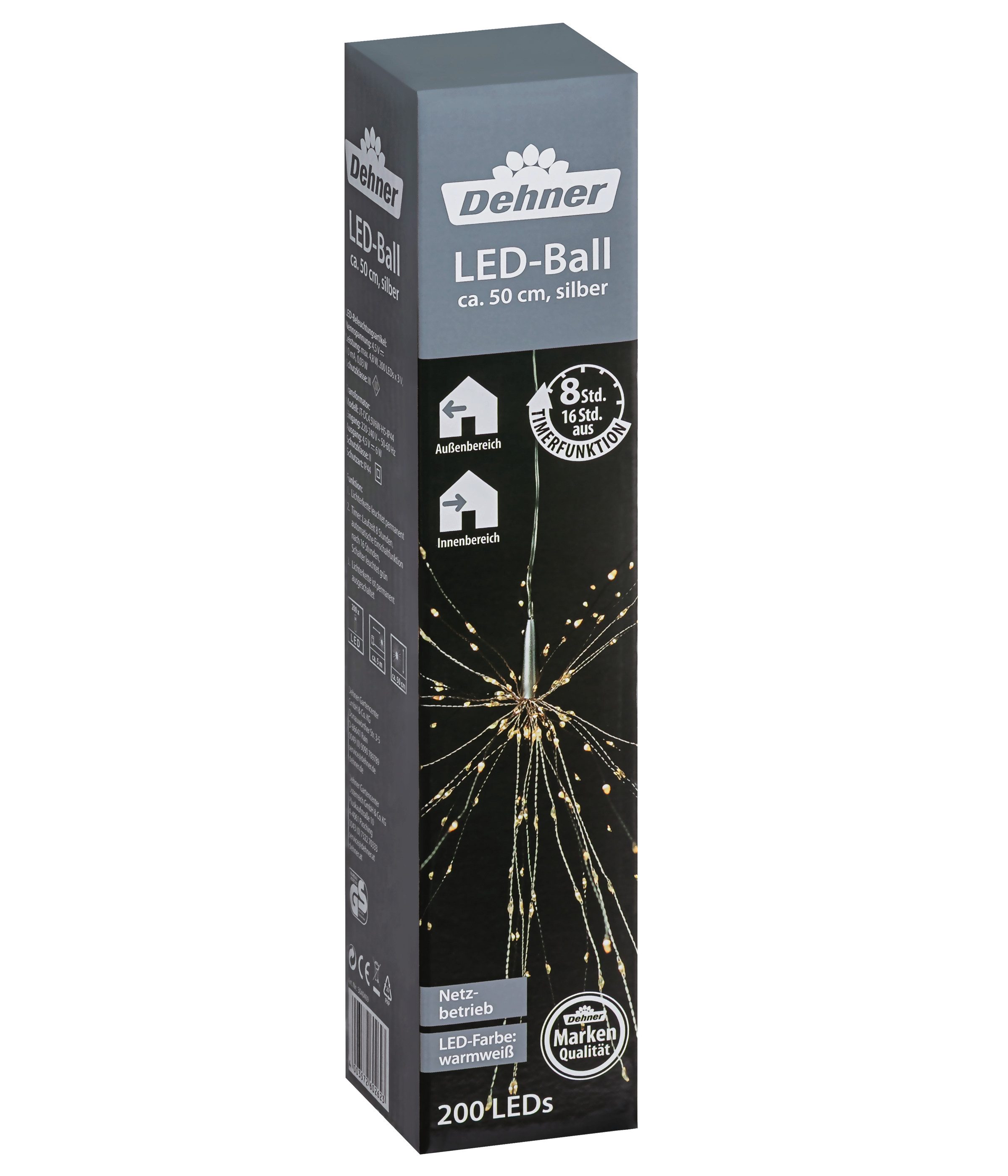 Dehner LED-Lichterkette LED-Ball, 200 LEDs, warmweiß, Ø 50 cm