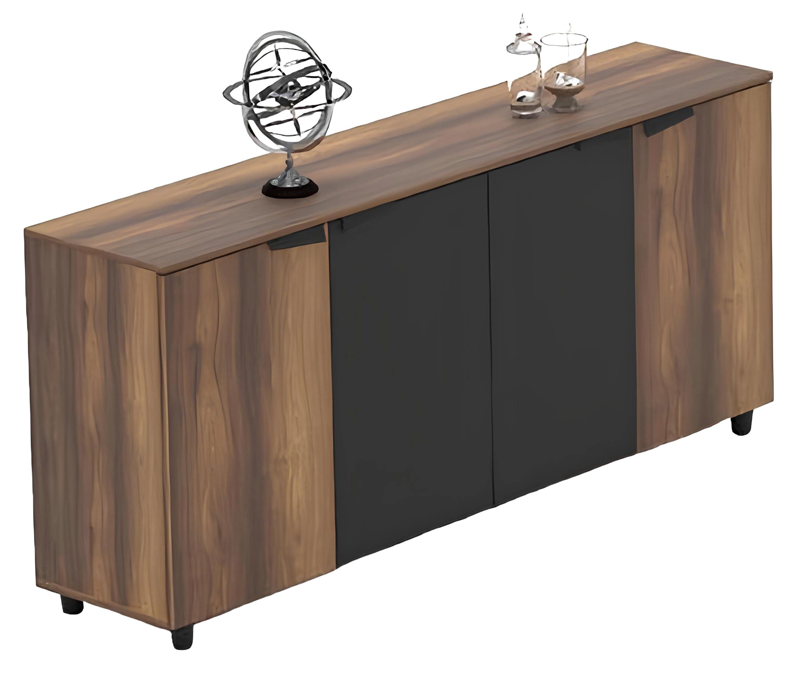 Xlmoebel Sideboard Braun-Schwarzer Büroschrank mit viel Stauraum und modernem Design (Sideboard, 1 St., Sideboard), Hergestellt in Europa