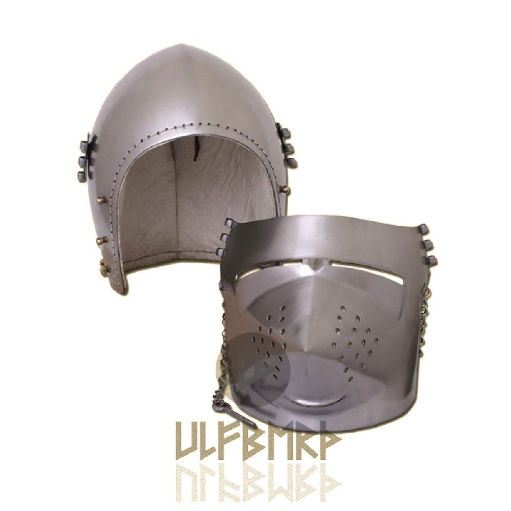 Battle Merchant Ritter-Kostüm Hundsgugel, ca. 1390, 2 mm Stahl - schaukampftauglich