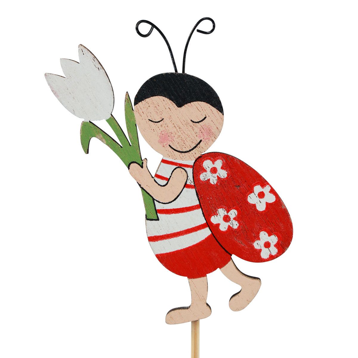 Viana Gartenstecker Marienkäfer Deko Blumenstecker Holz Metall 8,5cm 12 St -, 12 Stück